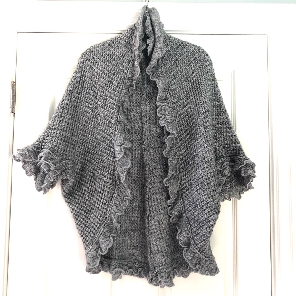 Anthropologie Moth Ruffled Trim Knit Cardigan